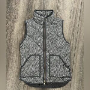 J. Crew Vest Sleeveless Grey Quilted Down Feather Puffer Vest XS Zip